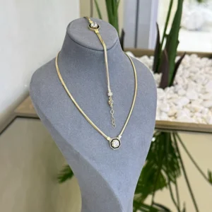 baget taş detaylı altın kolye bileklik set