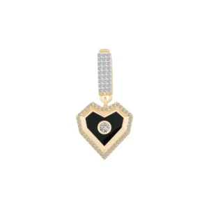 gold siyah mineli taşlı kalp bileklik charm