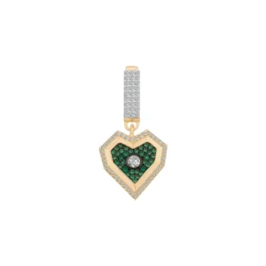 gold yeşil taşlı kalp bileklik charm