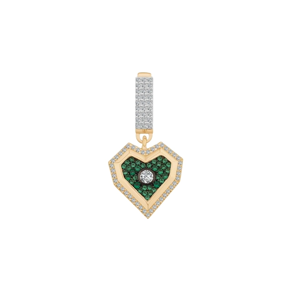 gold yeşil taşlı kalp bileklik charm