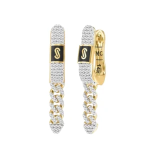 14 yar sarı altın monaco chain taşlı küpe